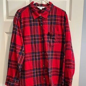 Old Navy, The Classic Shirt, Long Sleeve Red Tartan Plaid, XXL